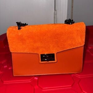 Orange Suede and Leather Women's Bag